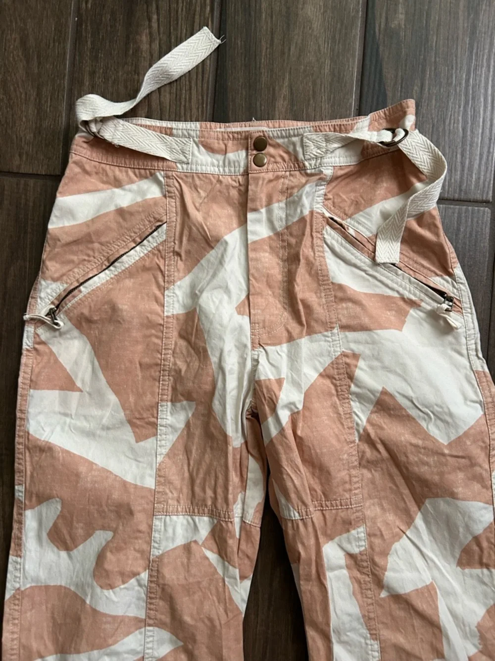 Anthropologie Utility Barrel Cotton Pants in Tan Sz 4